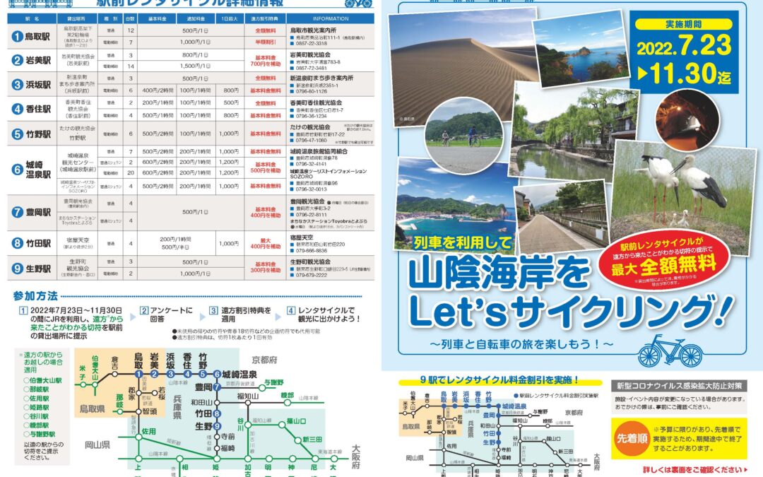 2022年 列車を利用して山陰海岸をLet,sサイクリング！